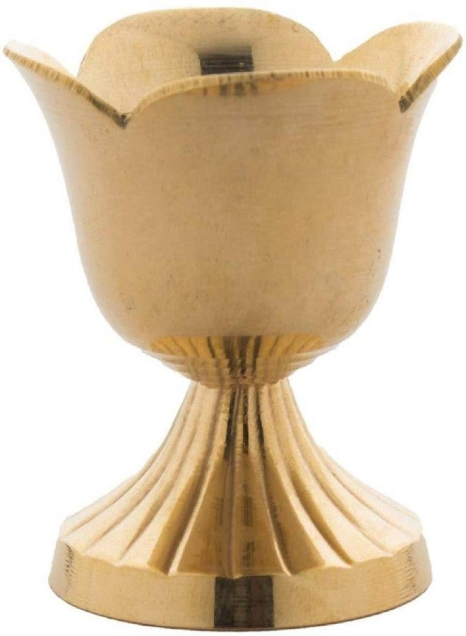 N M Z Brass Rose Shaped Diya Akhand Jyot Large Table Diya(Gold_2.6Inch X 2.6 Inch X 2.65 Inch) - Image 1